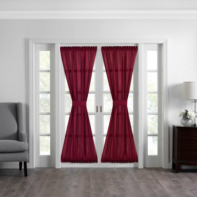 Gracewood Hollow Ford Faux Silk French Door Window Panel - 54"x72" - Red