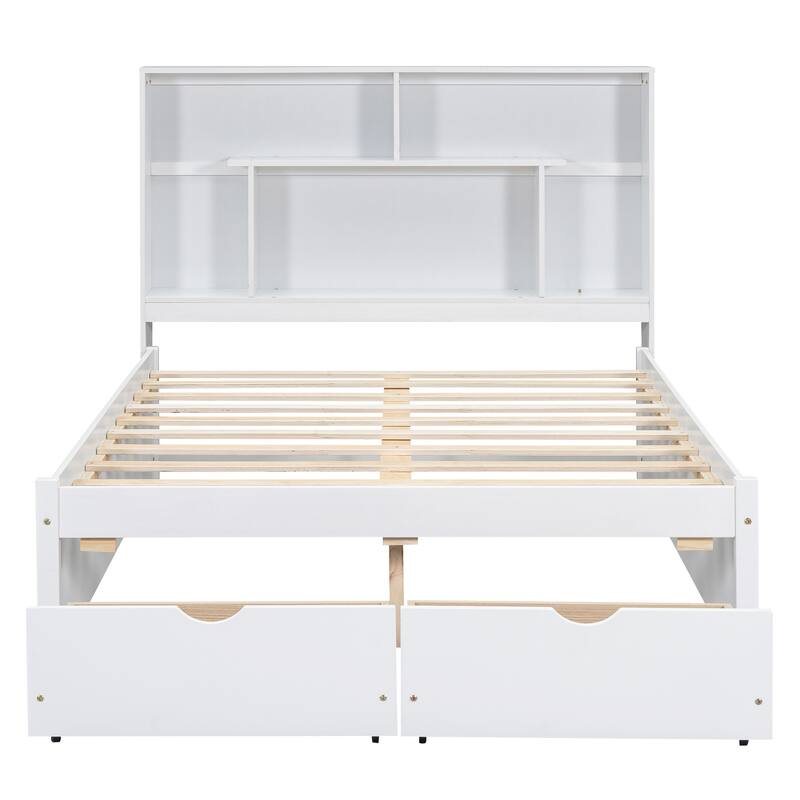 Harper&Bright Designs Platform Bed with Storage Headboard and 2 Drawers