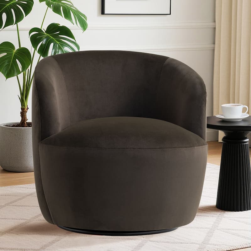 26.5" Wide Velvet Small Swivel Barrel Accent Chair(Set of 2)