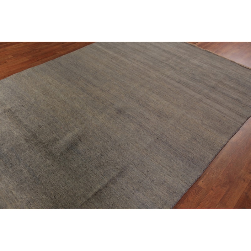 Gray & Beige Gabbeh Modern Area Rug Handmade Wool Carpet - 6'4" x 9'7"