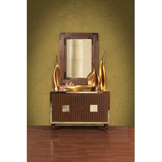 Allan Andrews Rectangular Wood Framed Wall Mirror with Black Iron Accents - 46.5"H x 34.75"W