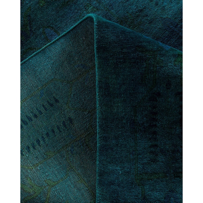 Overdyed, One-of-a-Kind Hand-Knotted Area Rug - Blue - 12' 1" x 15' 3"