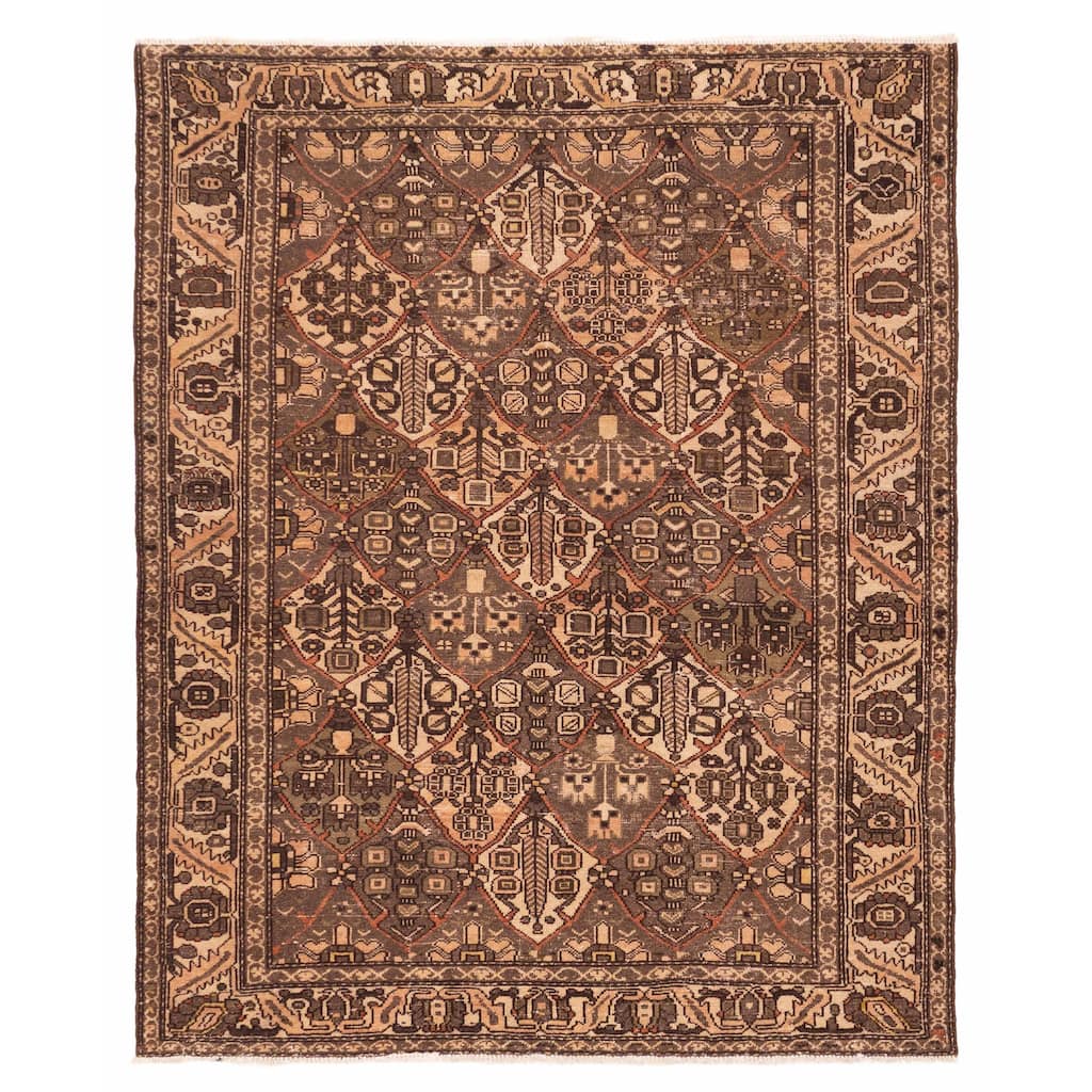 ECARPETGALLERY Hand-knotted Antalya Vintage Brown Wool Rug - 5'3 x 6'8
