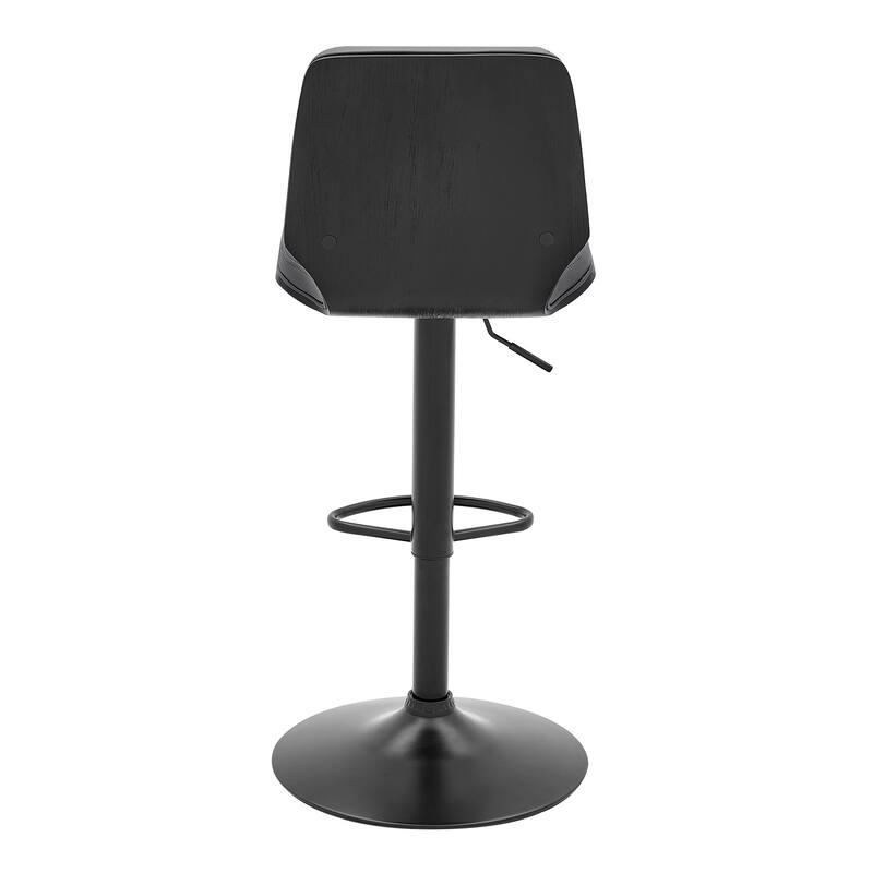 Sabine Black or Walnut Wood and Faux Leather Adjustable Height Bar Stool