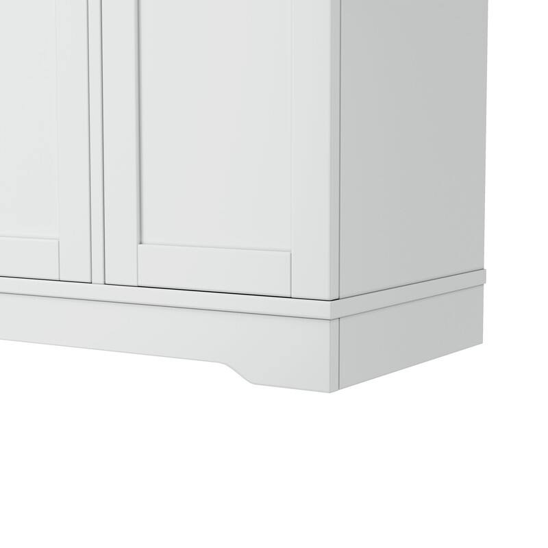 53.7" Kitchen Island Storage with 3-Tier Pull-Out Rack and Adjustable Shelves for Kitchen, Dining Room