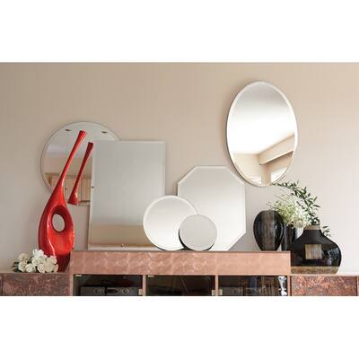 Frameless Beveled Oval Wall Mirror - 36 x 24