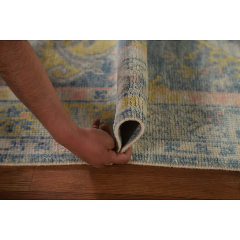 Vegetable Dye Oushak Turkish Runner Rug Handmade Wool Carpet - 3'0"x 11'9"