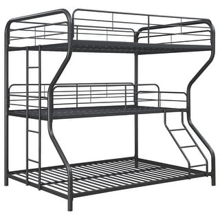Garner Gunmetal Metal Frame Triple Bunk Bed with Ladder