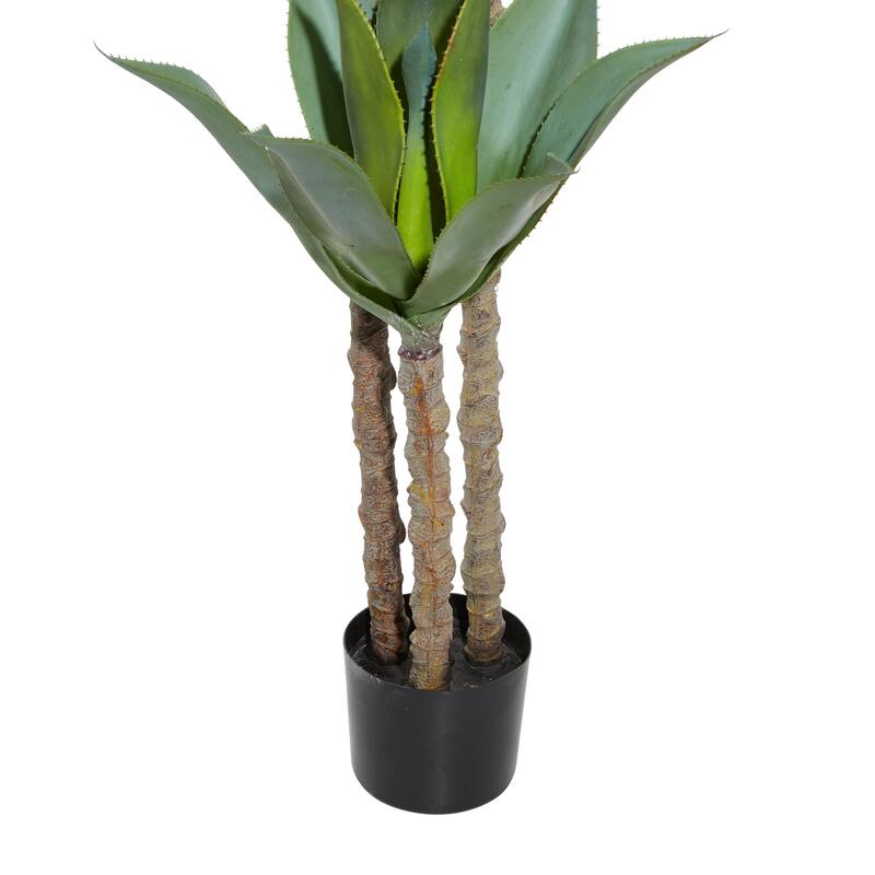 Faux Foliage Dracaena Artificial Tree with Realistic Leaves and Black Plastic Pot - Green - Roche River Decor