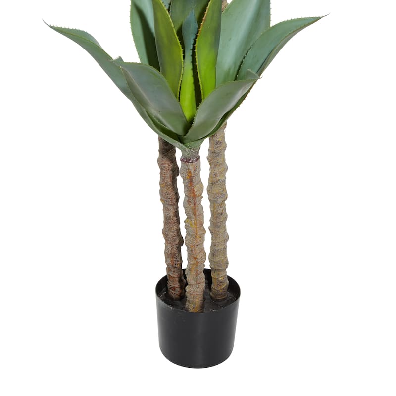 Green Faux Foliage Dracaena Artificial Tree with Realistic Leaves and Black Plastic Pot - 19 x 23 x 60