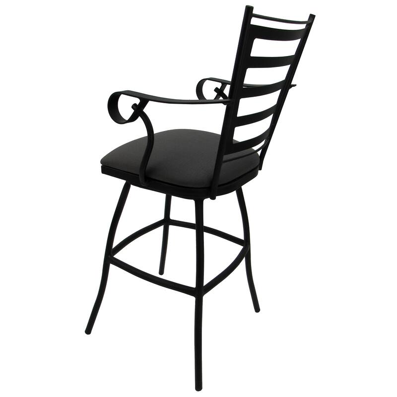 Outdoor Bar Height 30" Swivel Bar Stool Jenna - Black Frame - 30 inch Seat