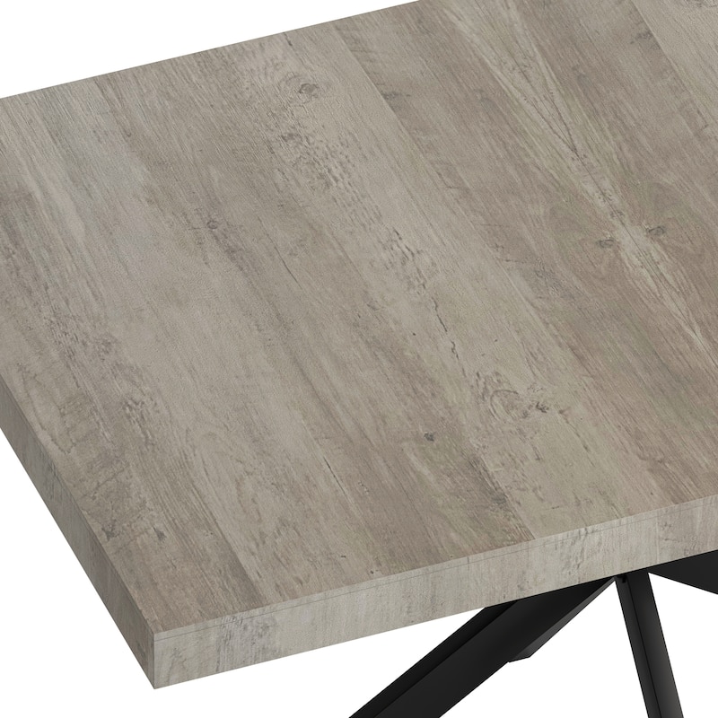 Retro Rectangular Stretch Dining Table with Cross Iron Base