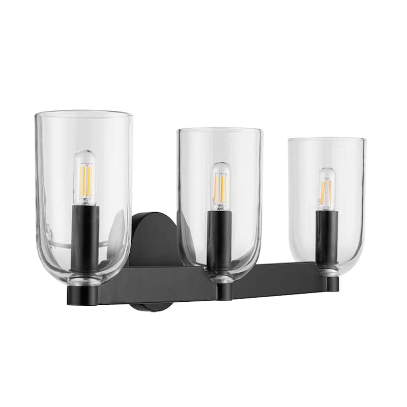 Prominence Home Hansley Matte Black 3-Light Bathroom Vanity with Clear Glass