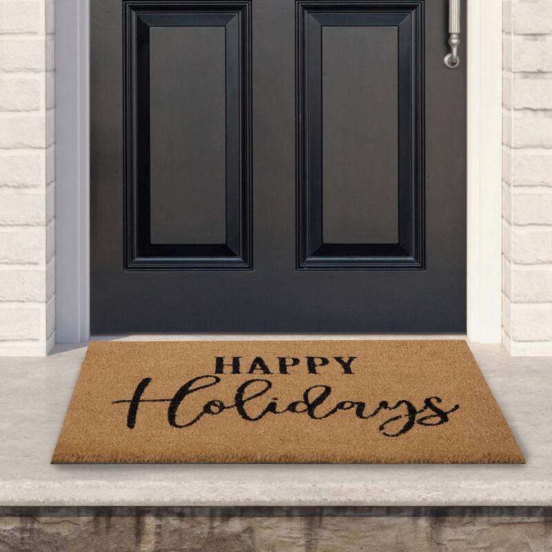 Natural Coir "Happy Holidays" Christmas Doormat 18" x 30"