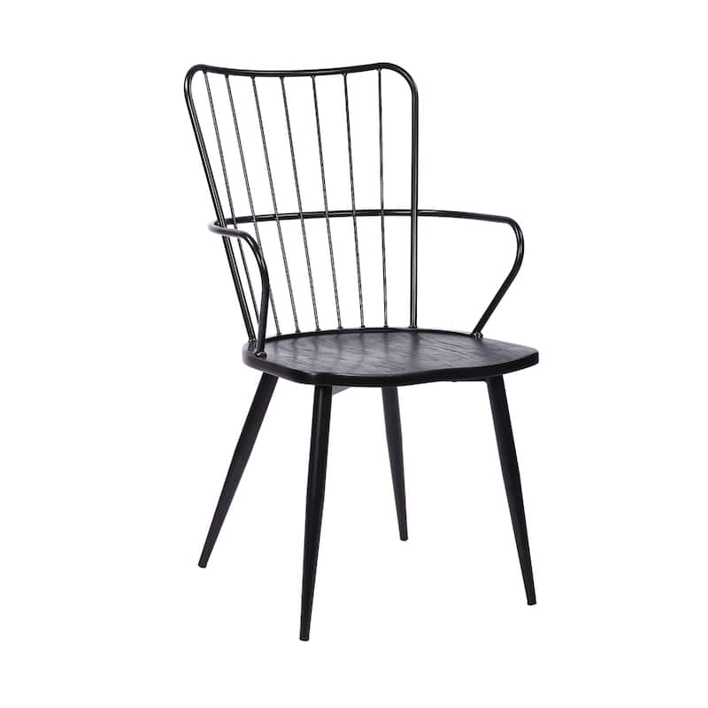 Parisa Modern Farmhouse High Spindle Back Windsor Dining Chair with Arms