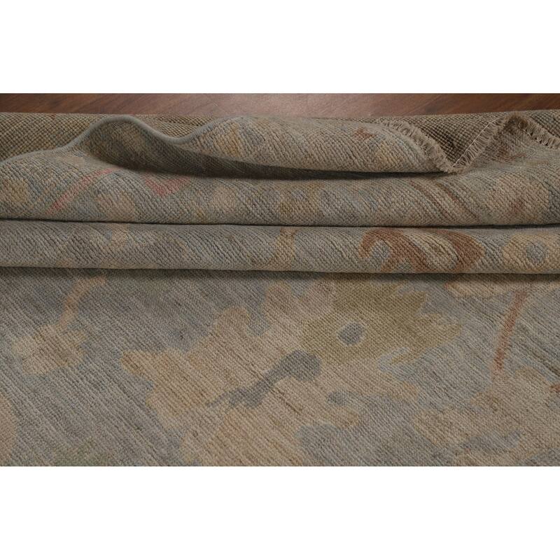 Oushak Turkish Area Rug Handmade Vegetable Dye Grey Wool Carpet - 5'11"x 9'1"