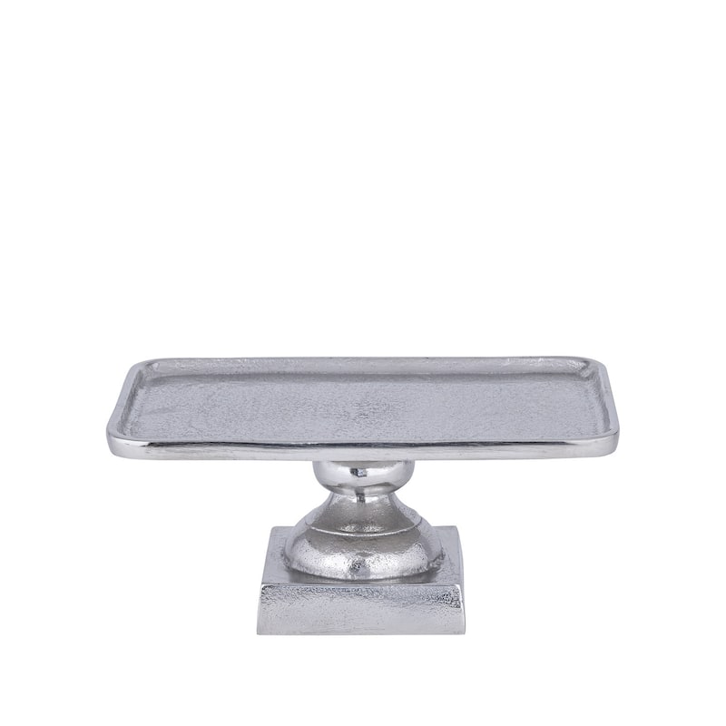 Sm. Cast Aluminum Tray on Stand Raw Nickel - NICKEL
