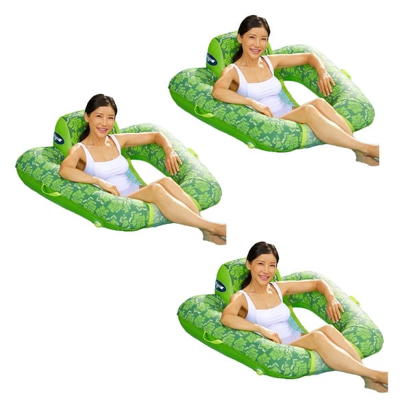 slide 2 of 6, Aqua Leisure Zero Gravity Inflatable Swimming Pool Lounge Chair Float, Green, 3 - 3 Pack