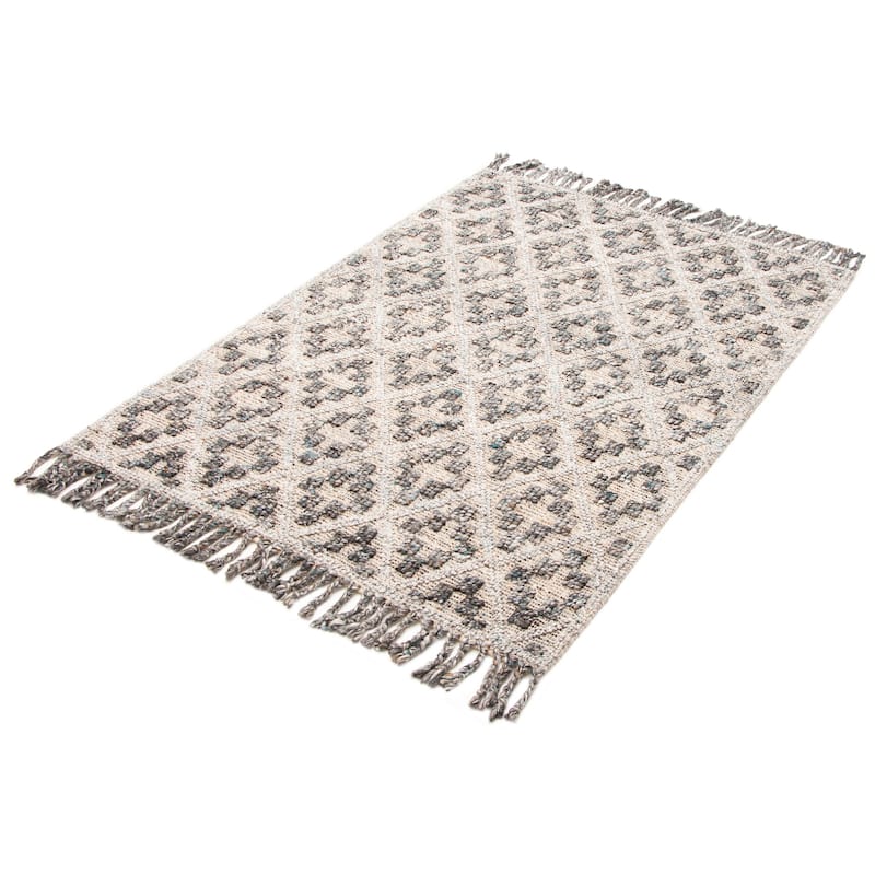 ECARPETGALLERY Braid weave Sienna Dark Grey Wool Rug - 5'3 x 7'4
