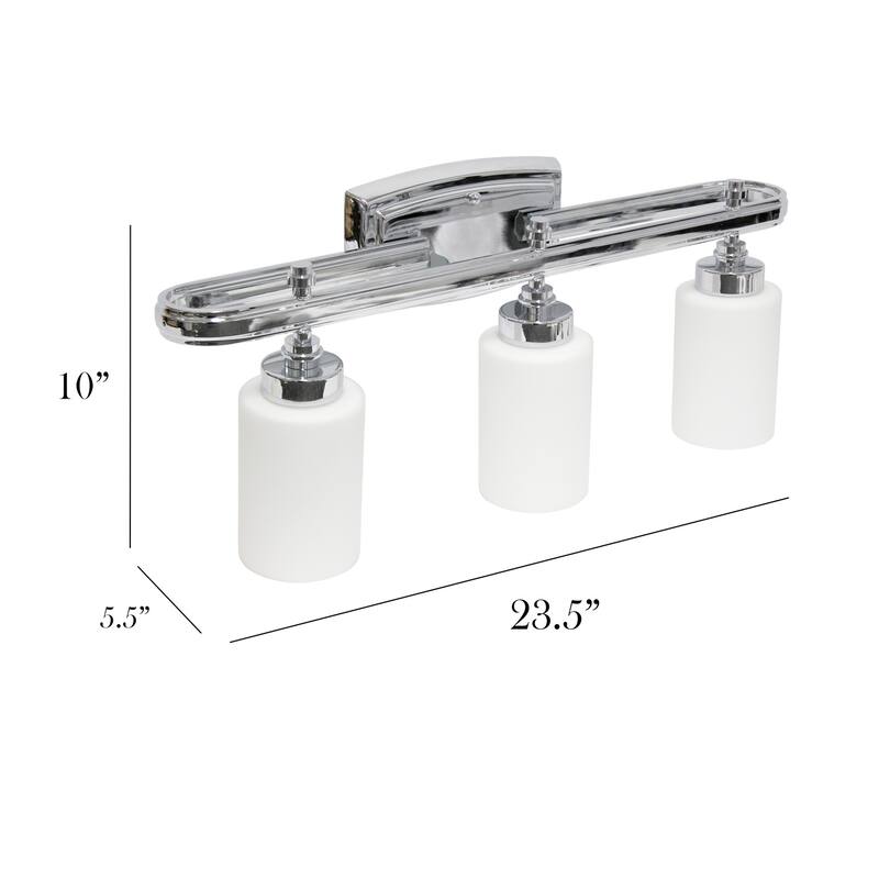Modern 3 Light Vanity Fixture - Metal Loop & Glass Shades - Wall Mounted Lighting for Hallways - 9.5