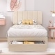 preview thumbnail 6 of 46, VECELO Kids Bed Frame, Plantform Beds with Storage Drawer, Height Adjustable Upholstered Bed, Twin Size Bed Set of 2