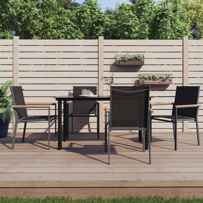 vidaXL Patio Chairs 2 pcs Black 21.7"x24.2"x35.4" Textilene and Steel