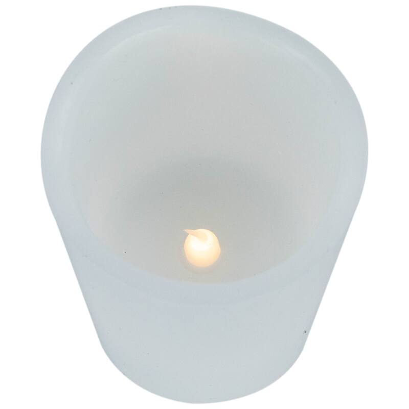 LED Flameless Flickering Solid Wax Pillar Candles - 7" - White - Set of 4