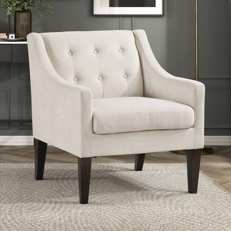Laertes 26" Textured Fabric Accent Chair - Button-Tufted Chair Back