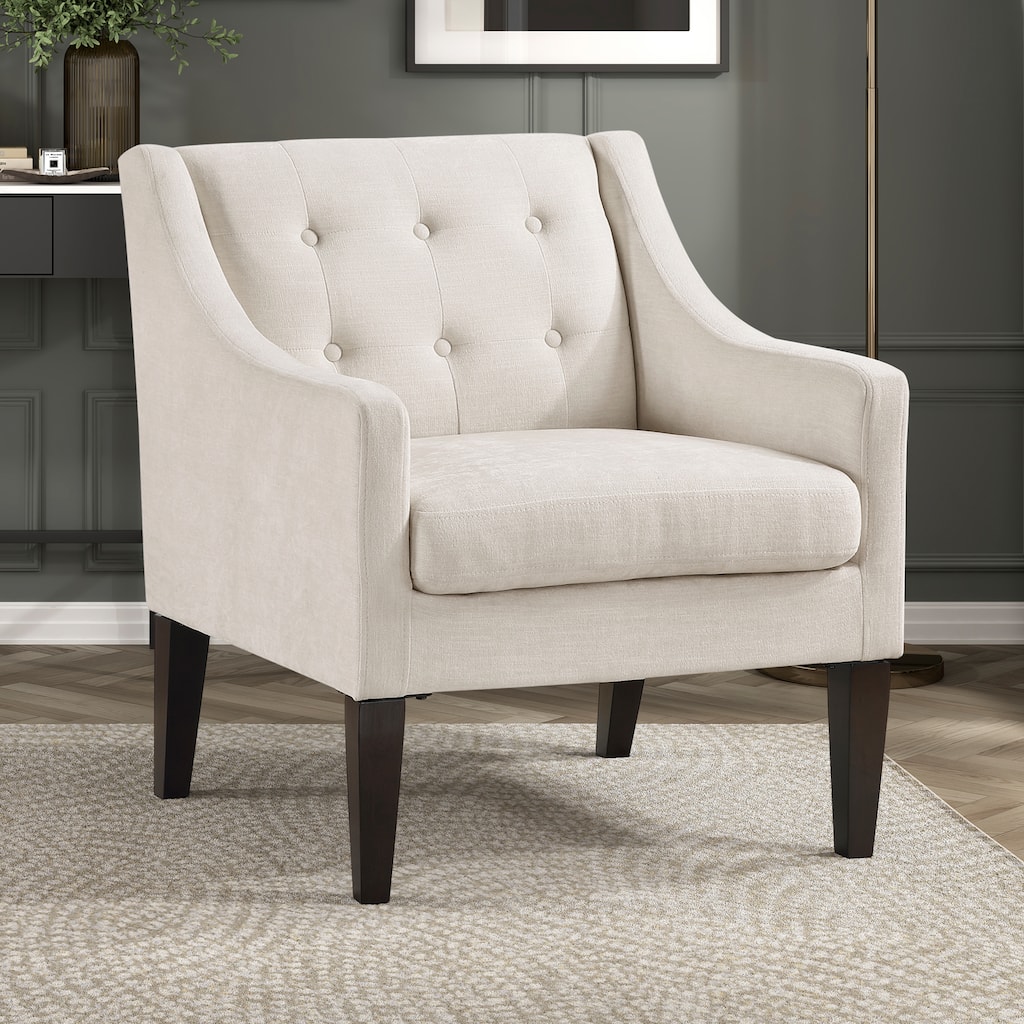 Laertes 26" Textured Fabric Accent Chair - Button-Tufted Chair Back