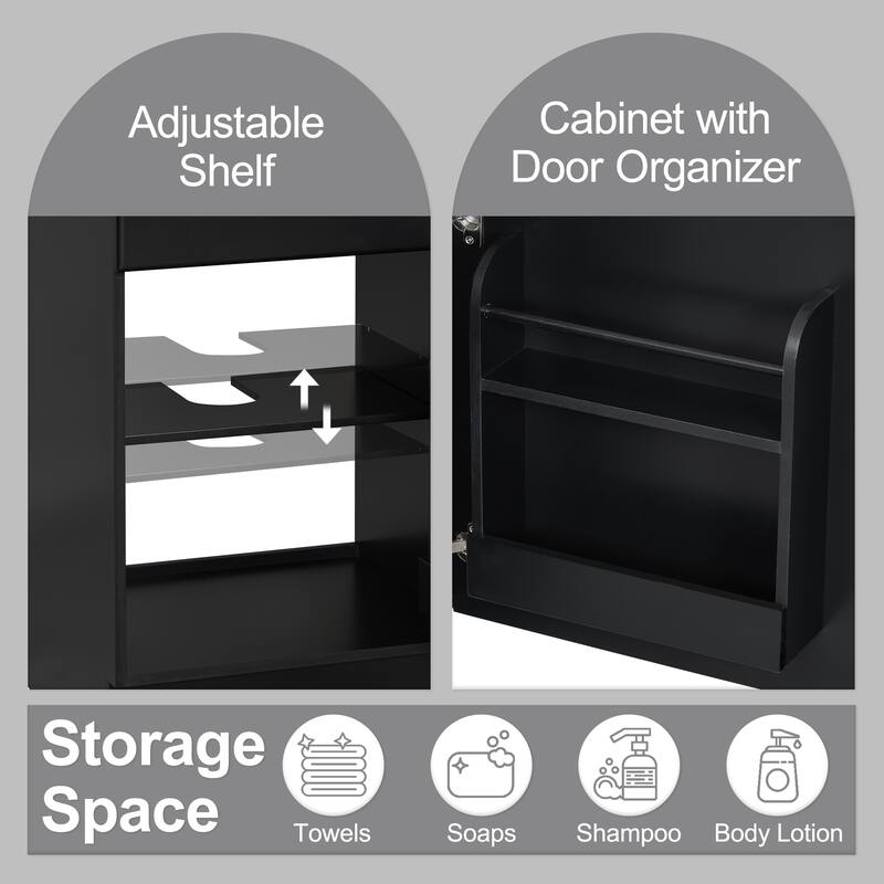 20" Bathroom Vanity with Sink, Vanity Cabinet with Door Shelf and Adjustable Shelf, Bathroom Storage Cabine