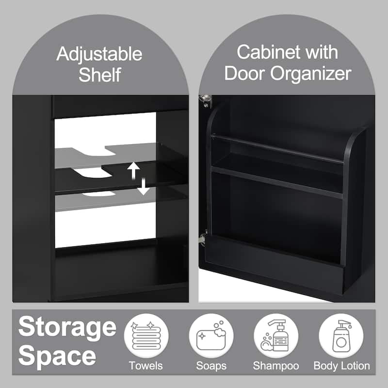 Bathroom Vanity with Sink, Vanity Set with Adjustable Shelf, Bathroom Cabinet with Storage Rack and Soft Closing Door
