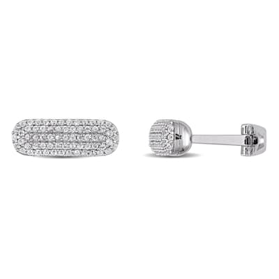 Miadora 1 1/3 CT TGW White Sapphire Oval Cufflinks in Sterling Silver