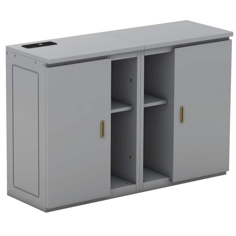 Full/Queen Size Murphy Bed with Shelves, Cabinets and USB Ports