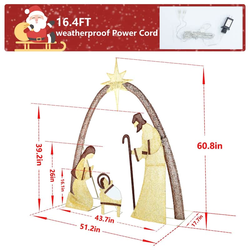 VEIKOUS 5 ft. LED Nativity Sence Set Christmas Holiday Yard Decoration
