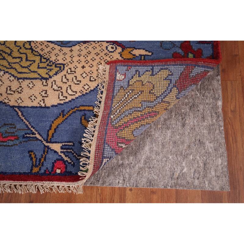 Animals Design Blue Ziegler Oriental Area Rug Handmade Wool Carpet - 8'0"x 15'8"
