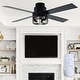 preview thumbnail 5 of 10, Oaks Aura 52in. Black Industrial Flush Mount Ceiling Fan with Lights and Remote, 6-Speeds Reversible Low Profile Ceiling Fan