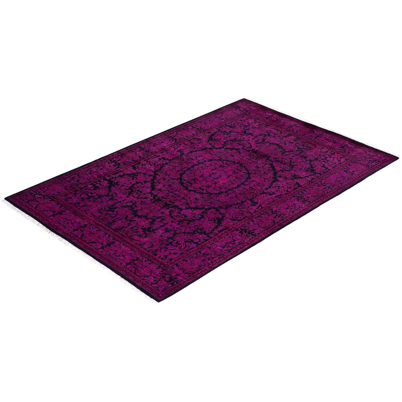 Overdyed One-of-a-Kind Hand-Knotted Area Rug - Purple - 4' 2" x 6' 3"