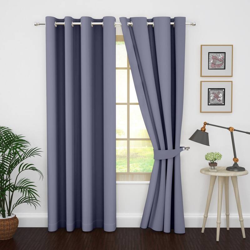 Polyester Thermal Insulated Blackout Curtains by Ample Decor- 2 Panels - 63 Inches - Light Purple