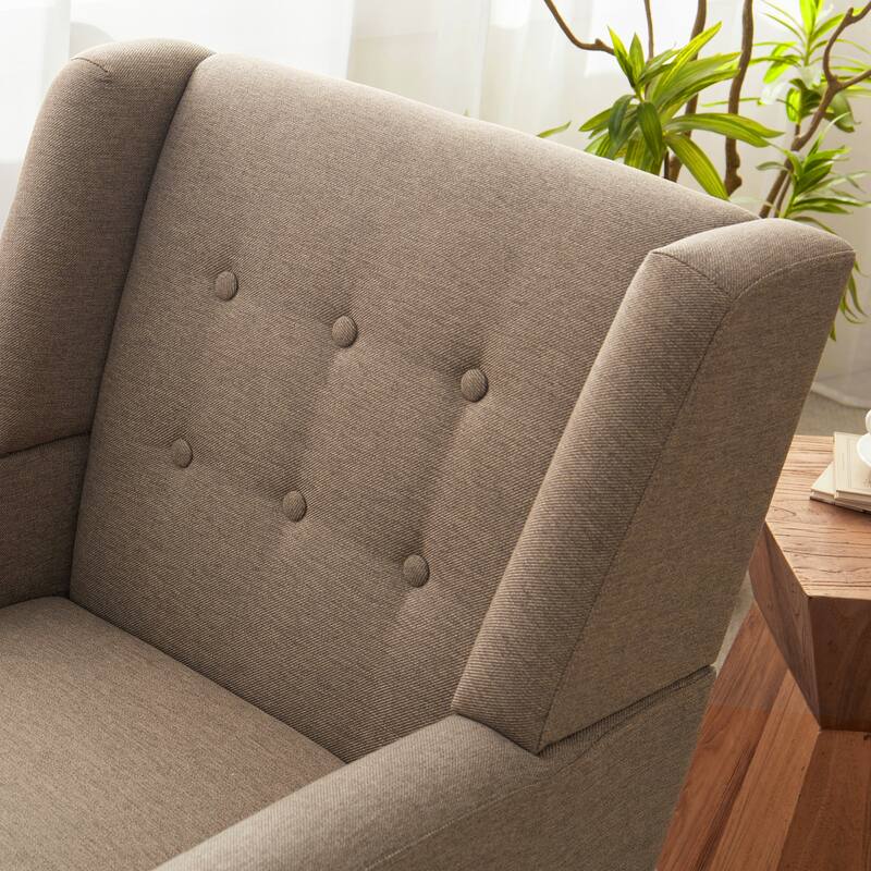 HUIMO Modern Linen Upholstered Armchair Tufted Accent Chair
