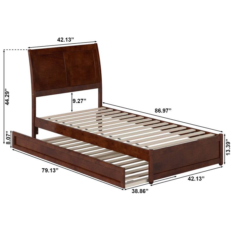 Andorra Platform Bed with Panel Footboard and Twin XL Trundle