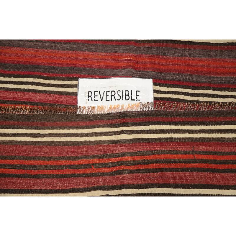Hand Woven Oriental 100% Wool Carpet Southwestern Tribal Red Kilim Area Rug - 10' 2'' X 4' 10''