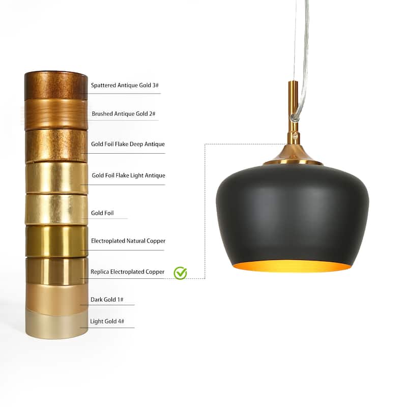 Modern Farmhouse Black Gold 1-Light Pendant Light Dome Island Lights for Dining Room