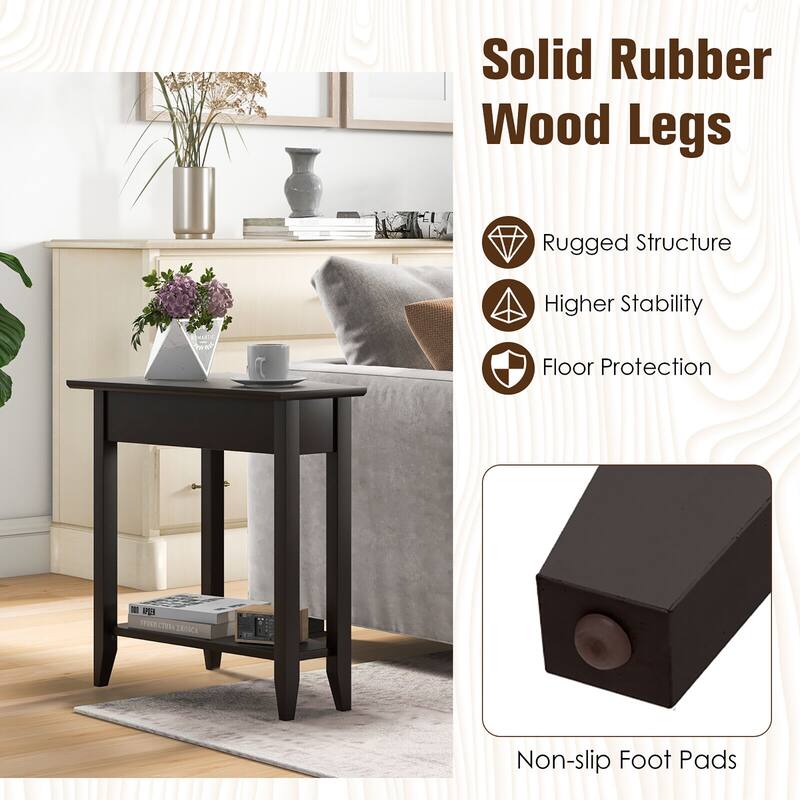 Gymax 2-Tier End Table Irregular Narrow Sofa Side Nightstand w/