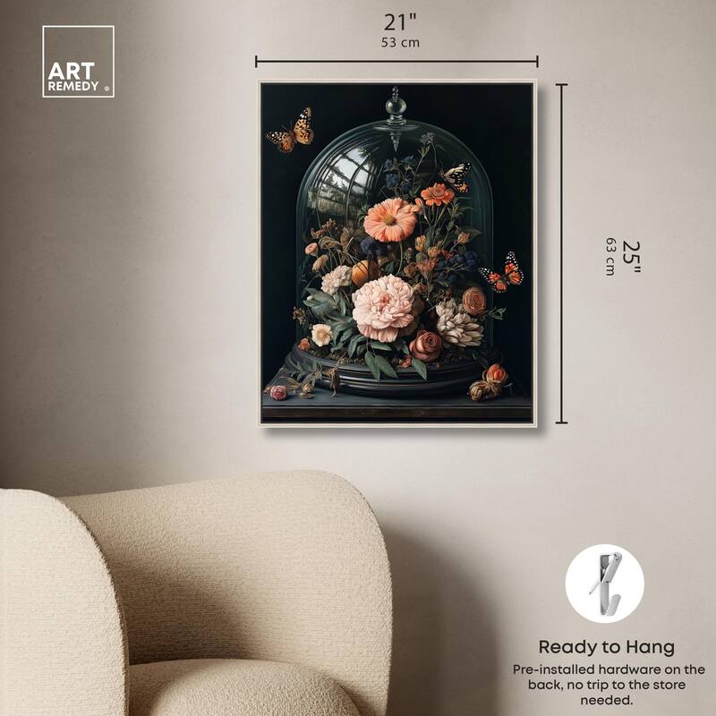 Bell Jar Garden I Canvas by Art Remedy