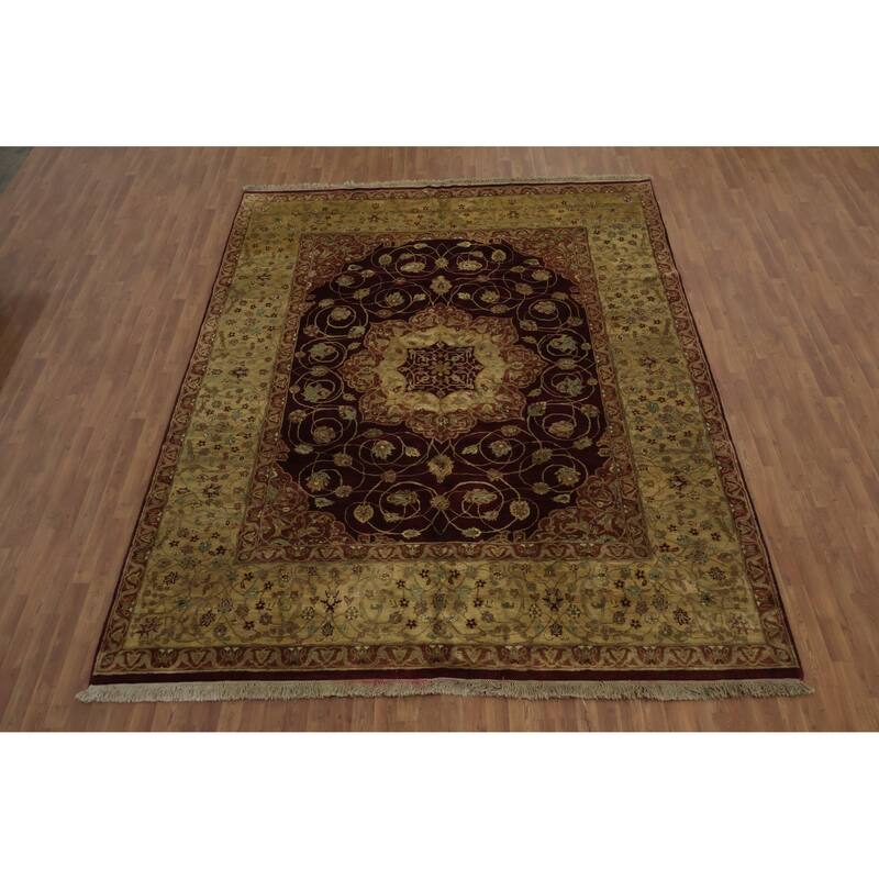 Hand Knotted Oriental 100% Wool Carpet Traditional Floral Red Agra Area Rug - 12' 0'' X 9' 1''