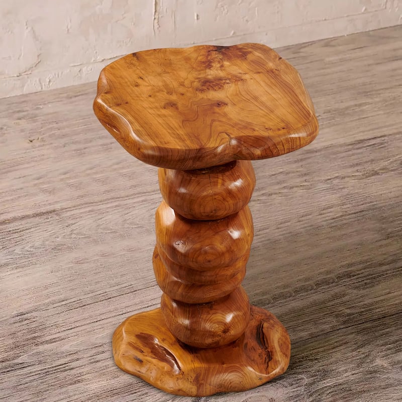 Greenage Cedar Roots Multibeads Stands Natural Edge End Table - 13.8"x13.8"x23.6"