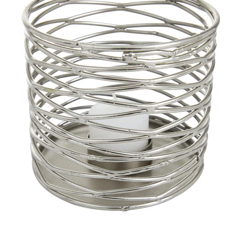 Metal Candle Lantern - Set of 3 Silver - Roche River Decor