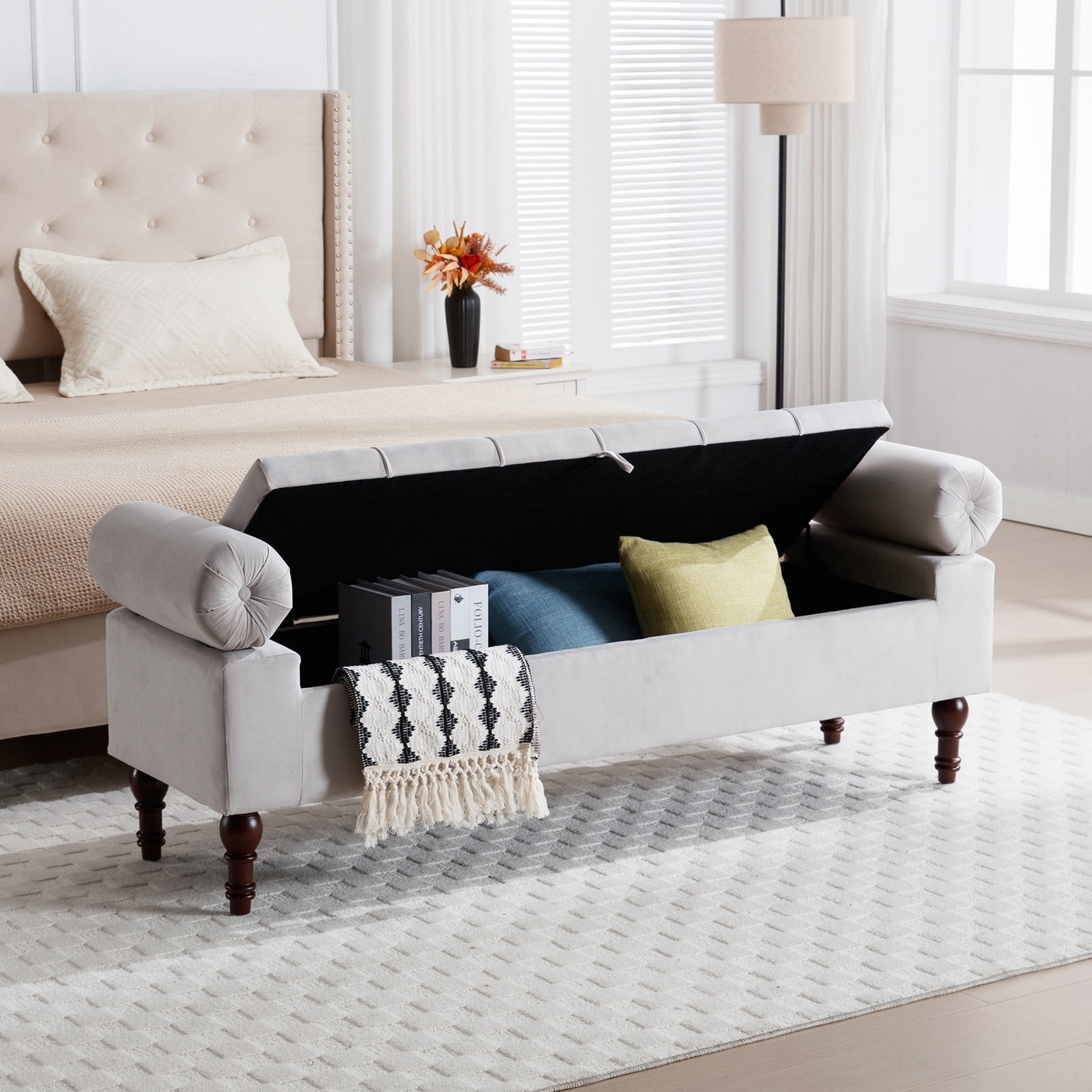 HOMYKA 67'' Storage Bench, End of Bed Bench with Tufted Button