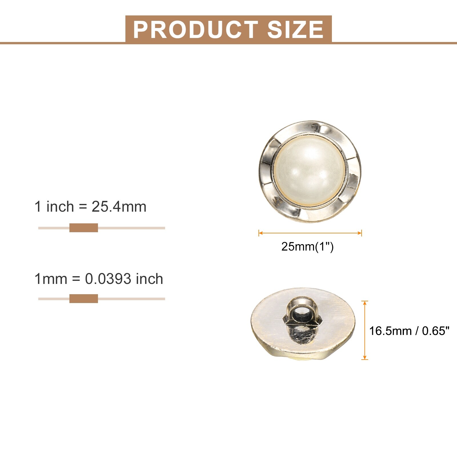 Faux Pearl Buttons Plastic Round Sewing Button Replacement Craft Fastener for Clothing DIY Style A - Gold-White