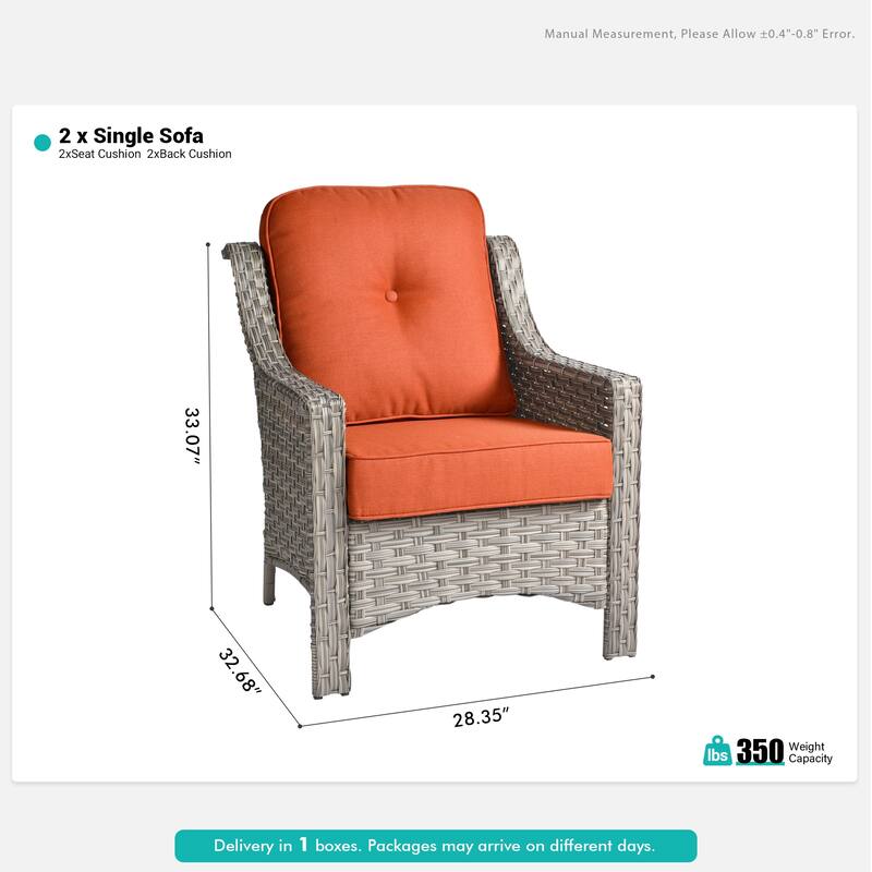 XIZZI 2-Piece Outdoor Furniture Patio Wicker Chairs Set